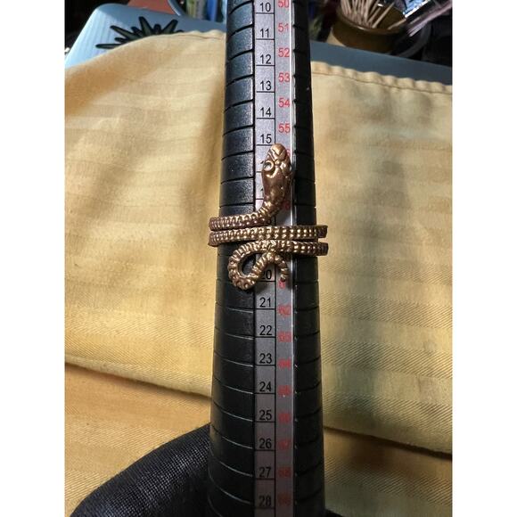 Copper tone metal coiled snake ring serpent witchy reptile jewelry - Picture 7 of 8